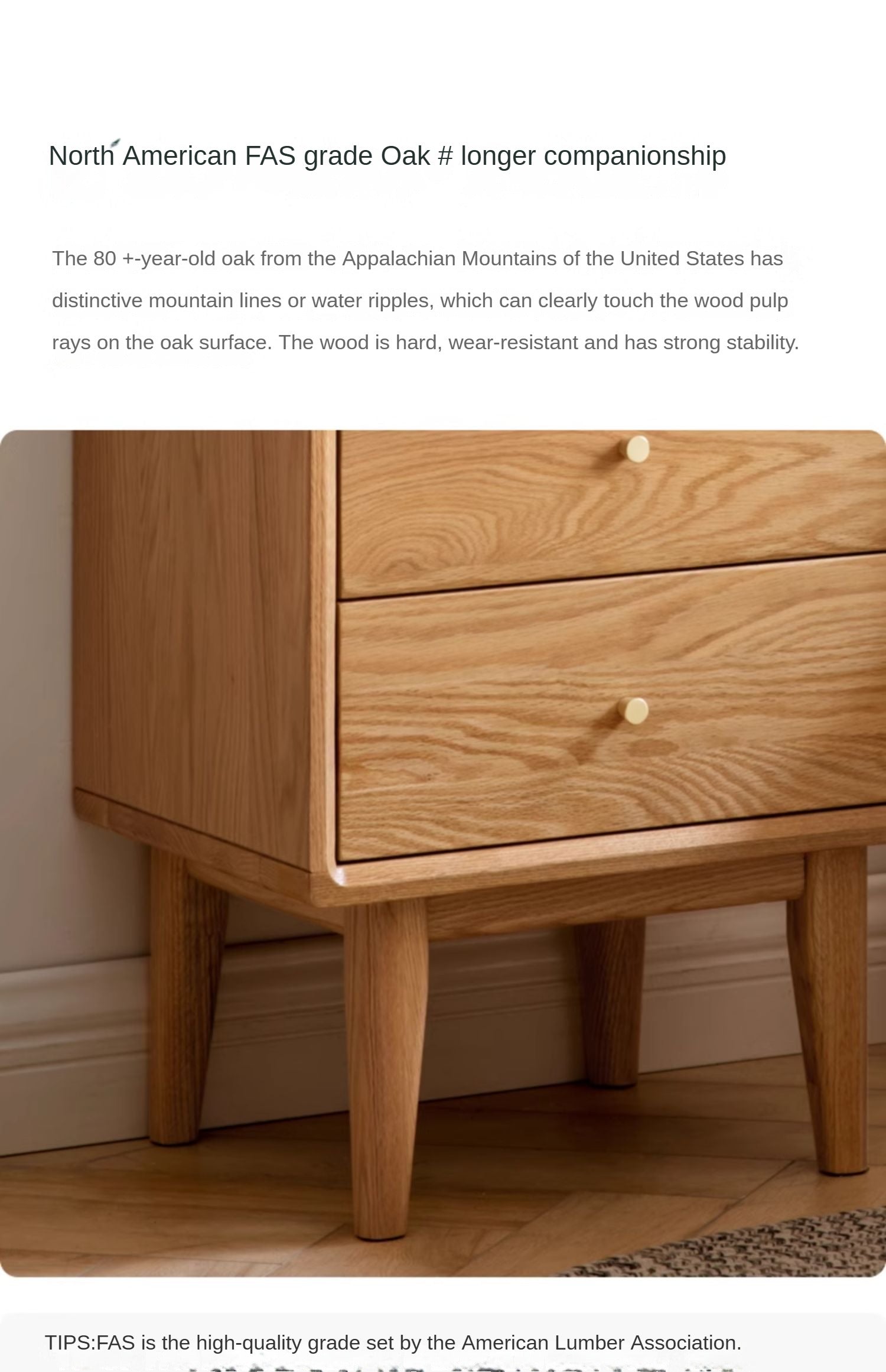 Beech, Oak solid wood Nightstand: