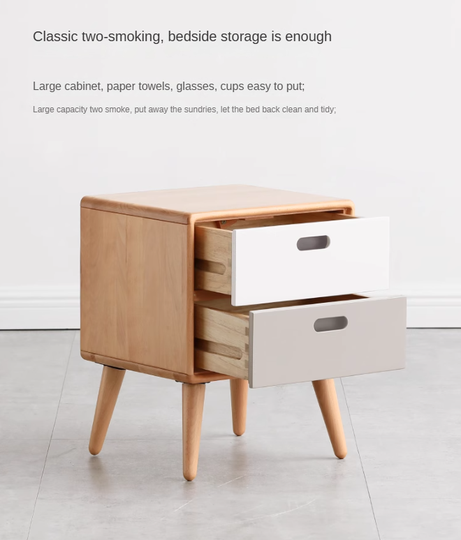 Beech solid wood Nightstand.