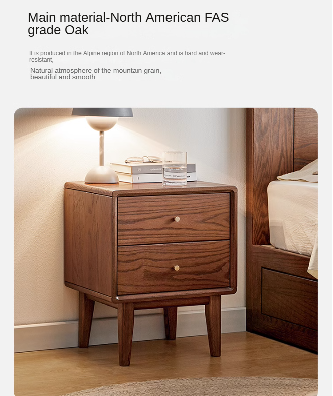 Oak solid wood Nordic Nightstand.