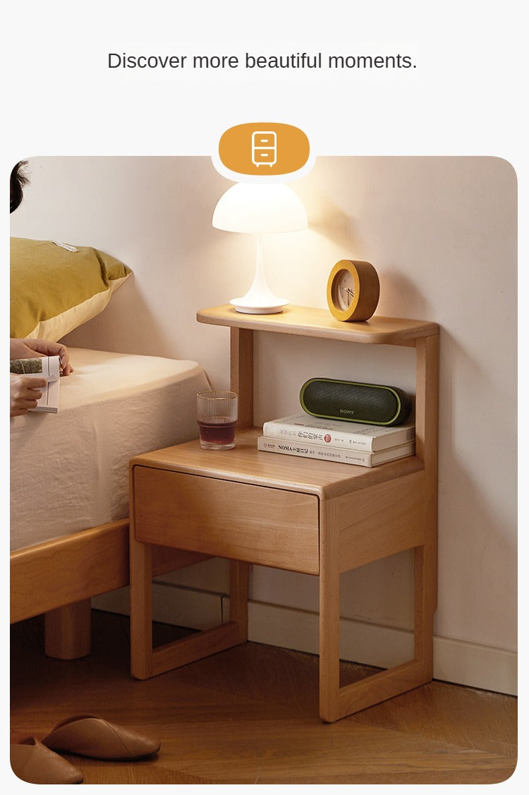 European beech solid wood nightstand.