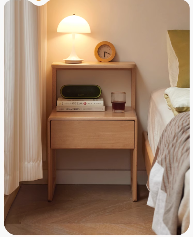 European beech solid wood nightstand.