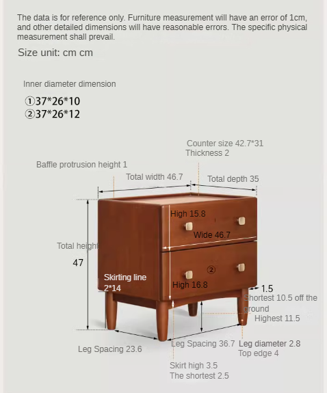 Poplar Solid Wood Retro Style Nightstand