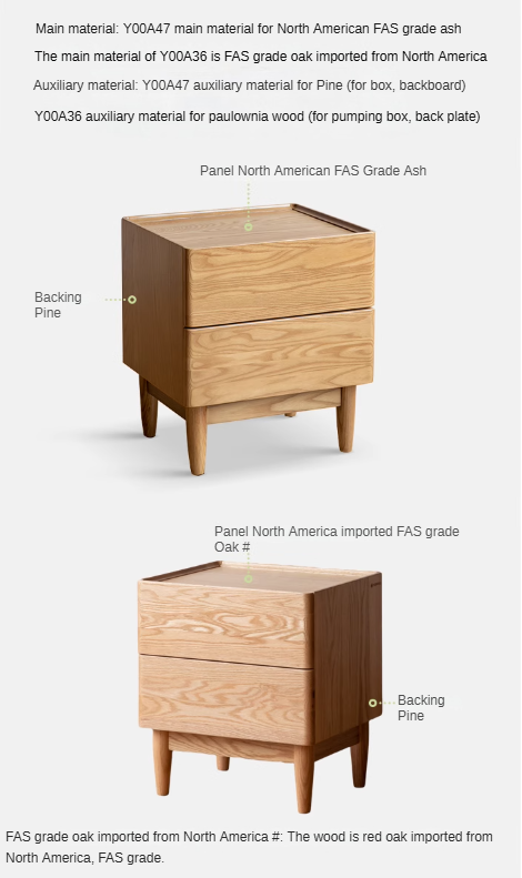 Oak Solid Wood White Wax Small Nightstand