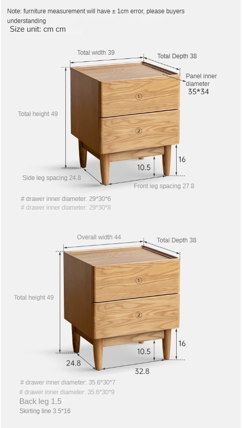 Oak Solid Wood White Wax Small Nightstand