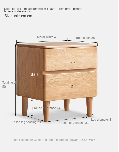 Oak Solid Wood nightstand.