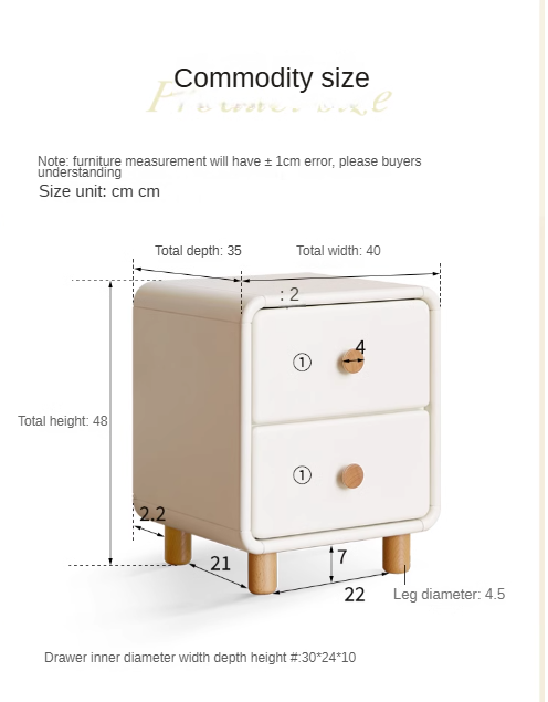 Poplar solid wood nightstand cream style white cabinet)