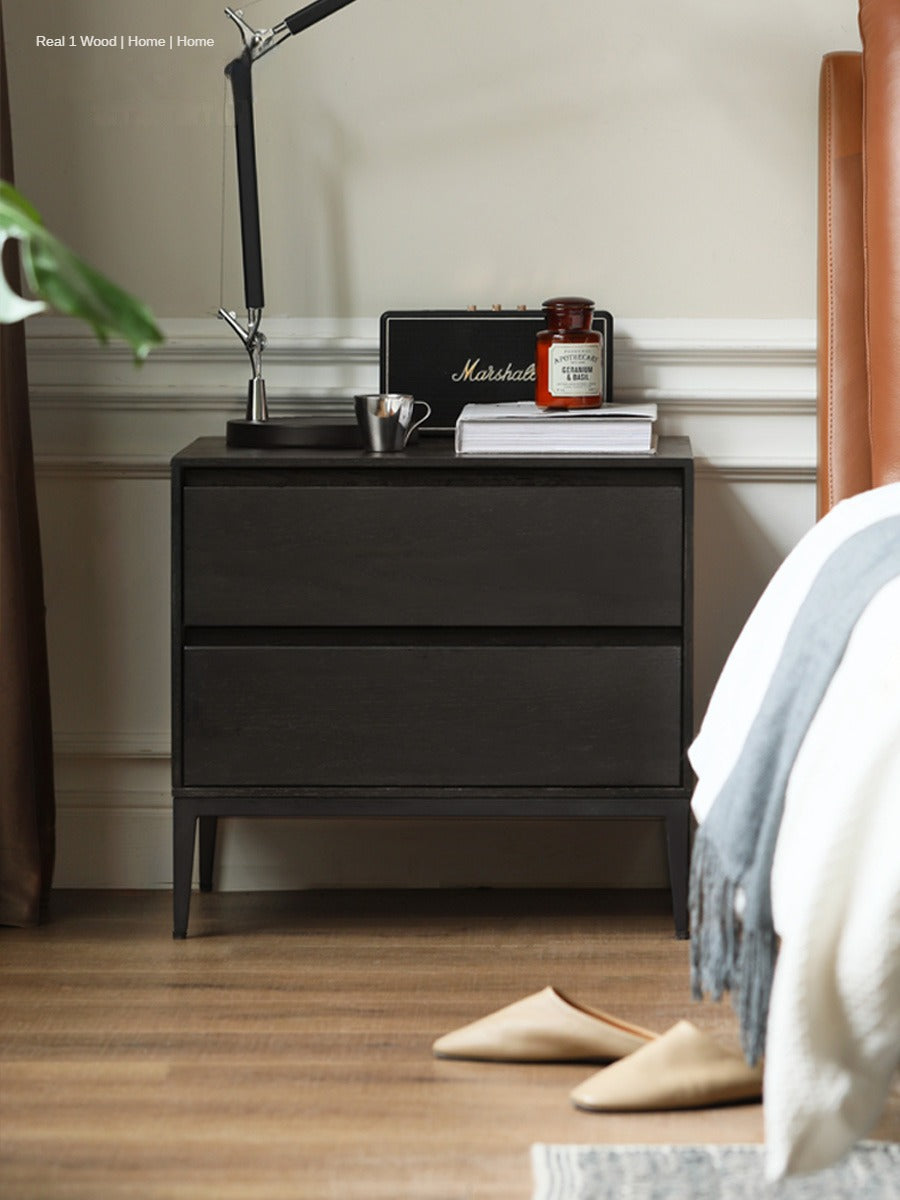 Oak solid wood Smoke color Nightstand.