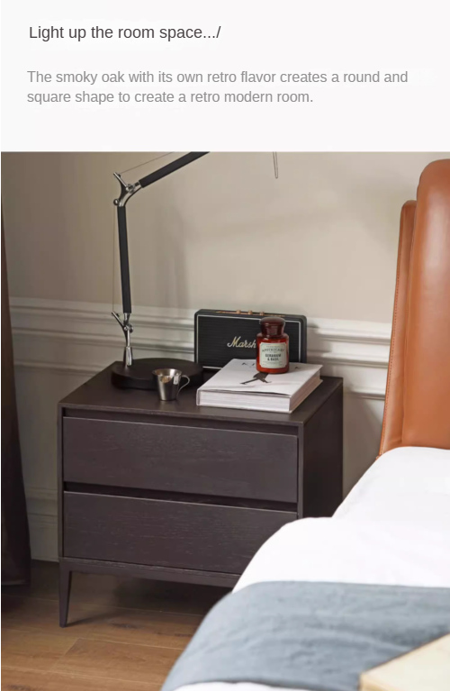 Oak solid wood Smoke color Nightstand.