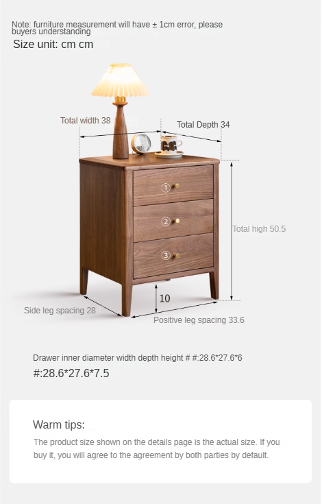 Black walnut solid wood Nordic style Nightstand