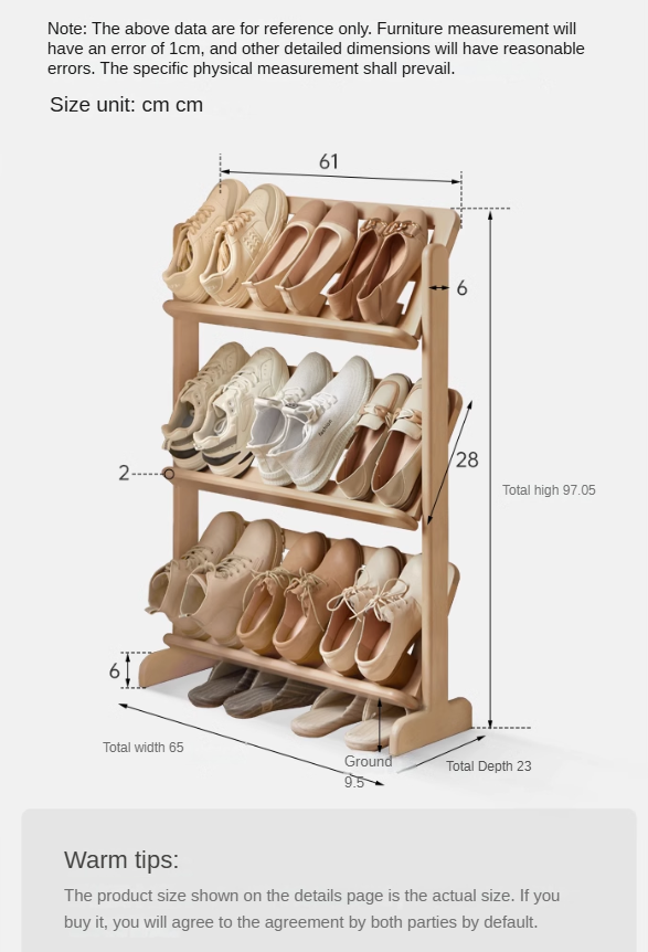 Birch, Beech Solid Wood Multi-Layer Ultra-Thin Shoe racks