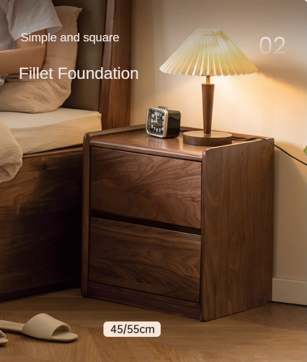 Black Walnut solid wood Nightstand: