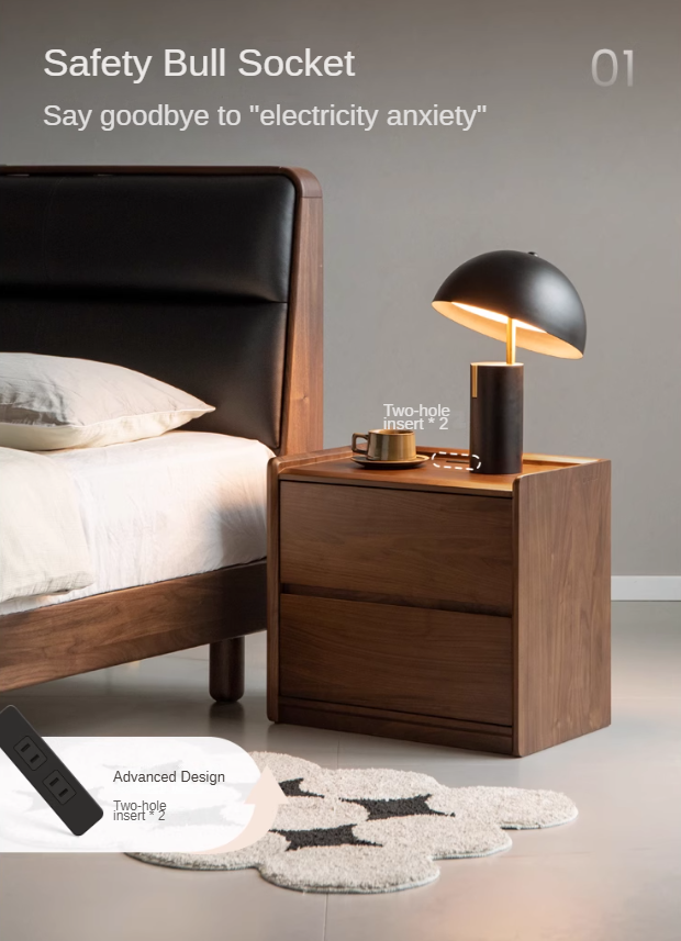 Black Walnut solid wood Nightstand: