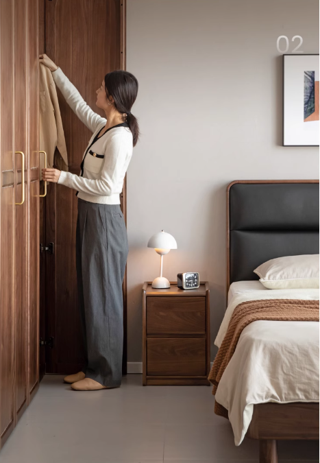 Black Walnut solid wood Nightstand: