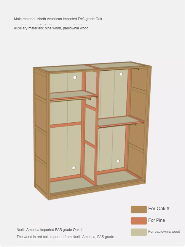 Oak solid wood Sliding door wardrobe::