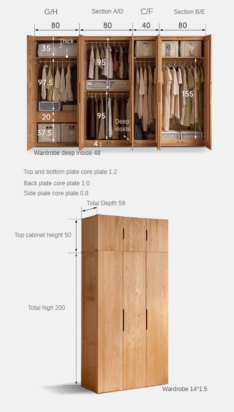 Oak solid wood Wardrobe ::