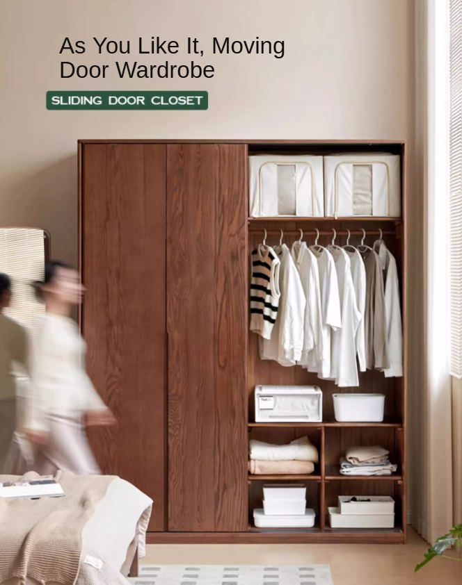 Oak solid wood Wardrobe sliding door::