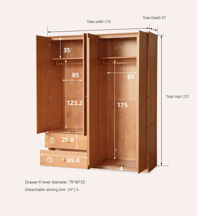 Сherry solid wood Exquisite Wardrobe ::