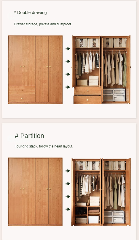 Сherry solid wood Exquisite Wardrobe ::