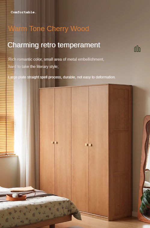 Сherry solid wood Exquisite Wardrobe ::