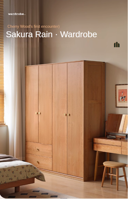 Сherry solid wood Exquisite Wardrobe ::