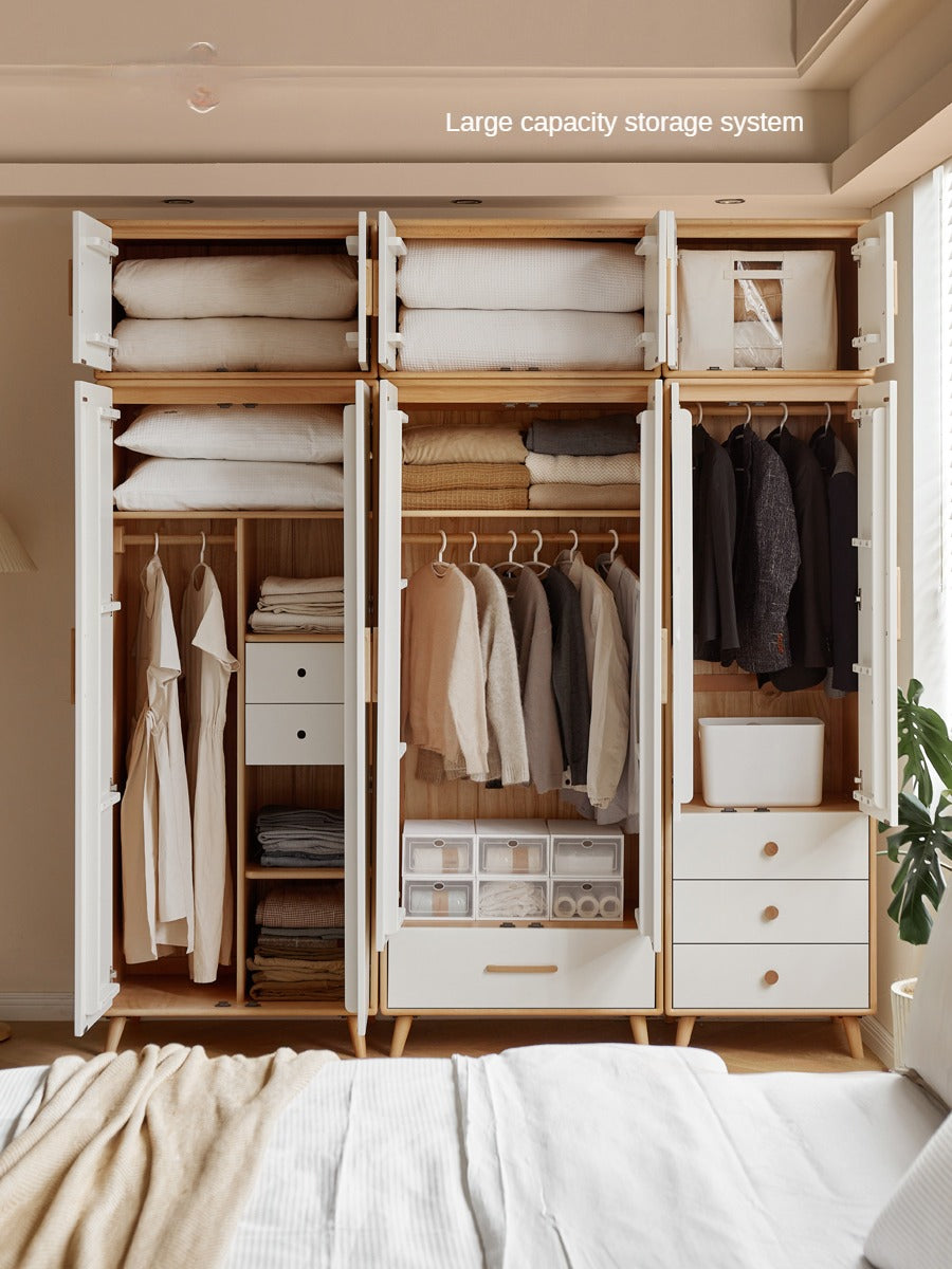 Beech solid wood wardrobe combination::