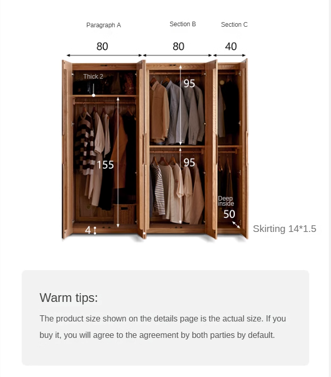 Oak solid wood wardrobe modern::