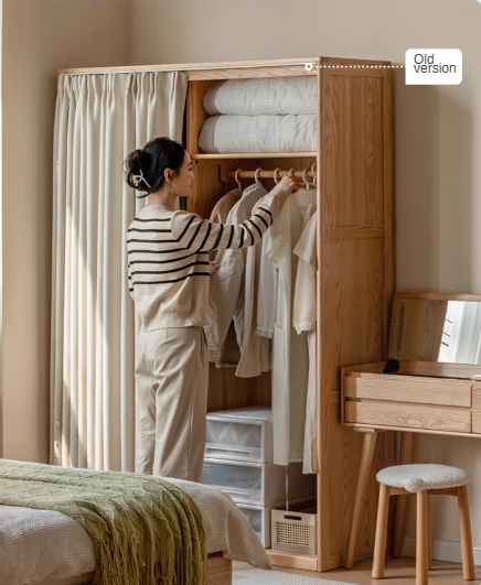 Oak solid wood wardrobe curtain design::