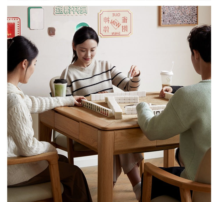 Oak Solid Wood Electric Mahjong Table