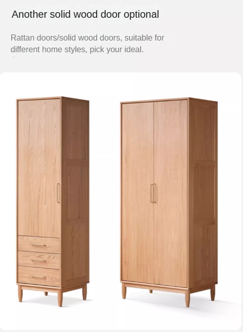 Oak solid wood rattan wardrobe::