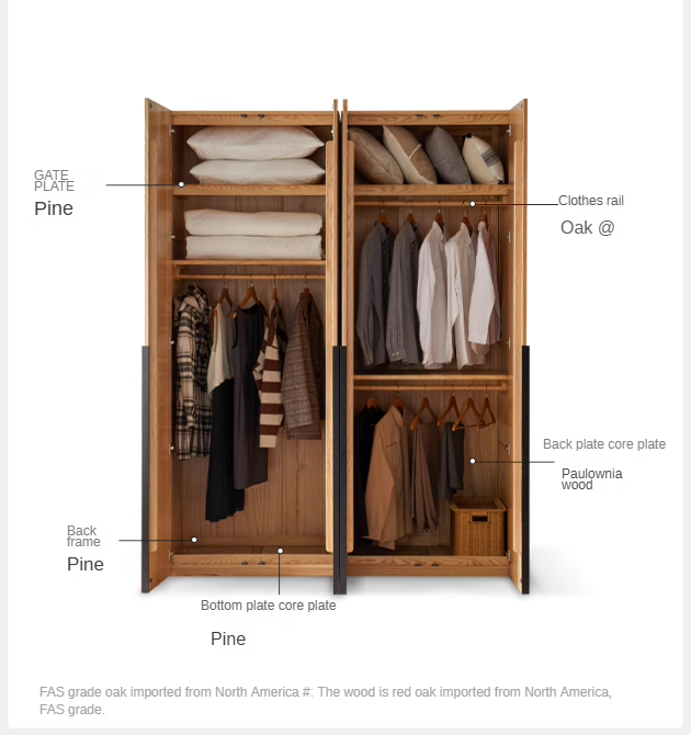 Oak solid wood high wardrobe modern::