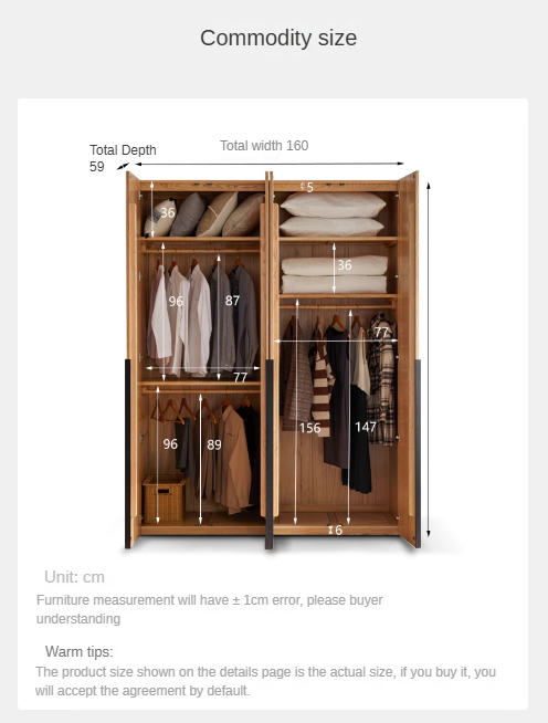 Oak solid wood high wardrobe modern::