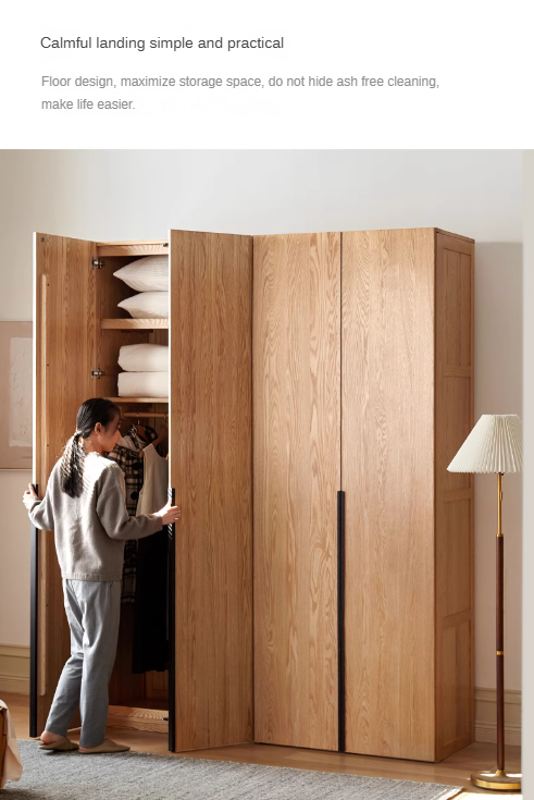 Oak solid wood high wardrobe modern::