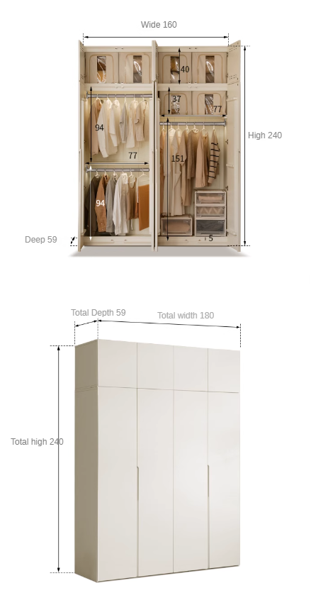 New Zealand Pine Solid wood wardrobe cream style: