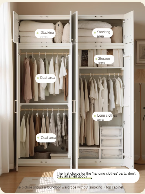 Pine solid wood wardrobe French cream style: