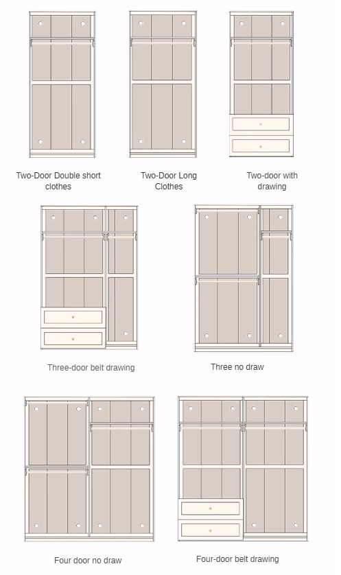 Pine solid wood wardrobe French cream style: