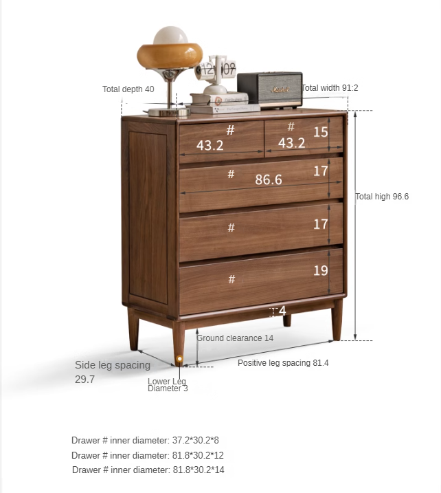 Black Walnut, Ash Solid Wood chest of drawers