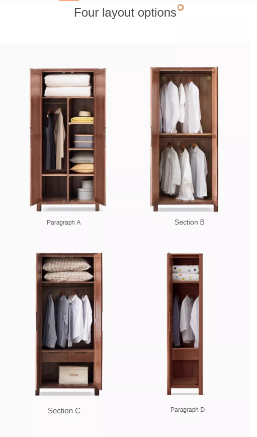 Oak Solid Wood Walnut color Wardrobe::