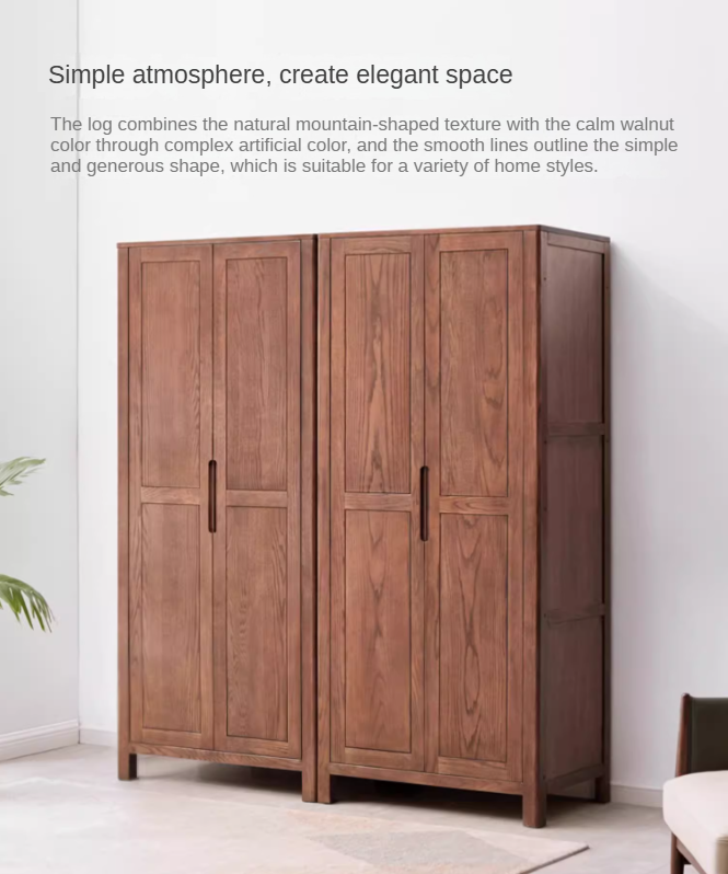 Oak Solid Wood Walnut color Wardrobe::