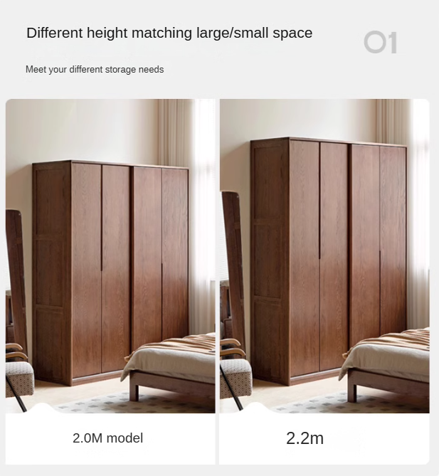 Oak Solid Wood Sliding Door Wardrobe: