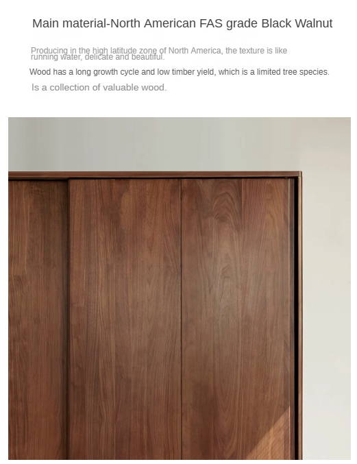 Black Walnut solid wood sliding door wardrobe: