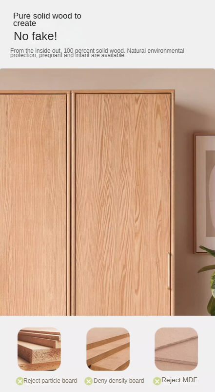 Oak solid wood double door wardrobe: