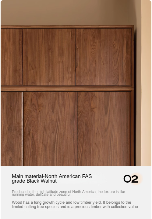 Black Walnut Solid Wood Large Wardrobe: