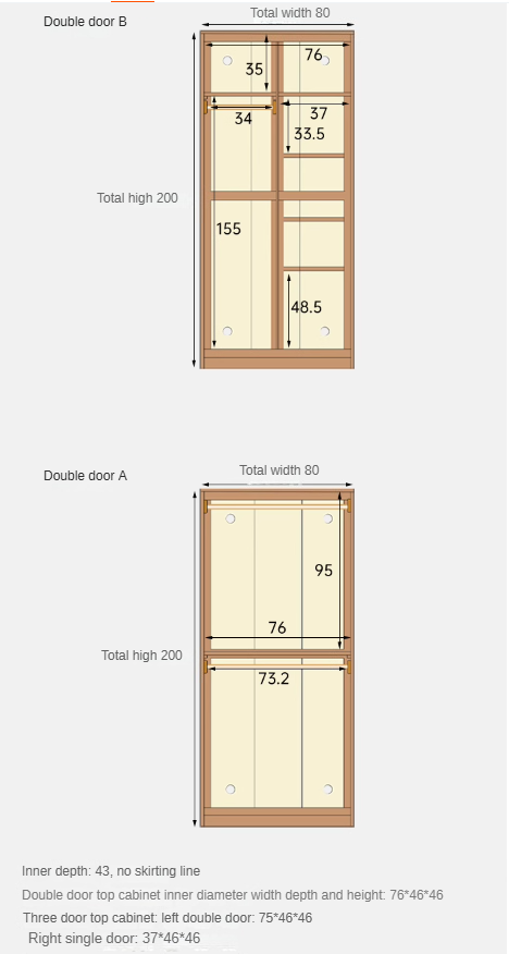 Oak Solid Wood narrow Wardrobe::