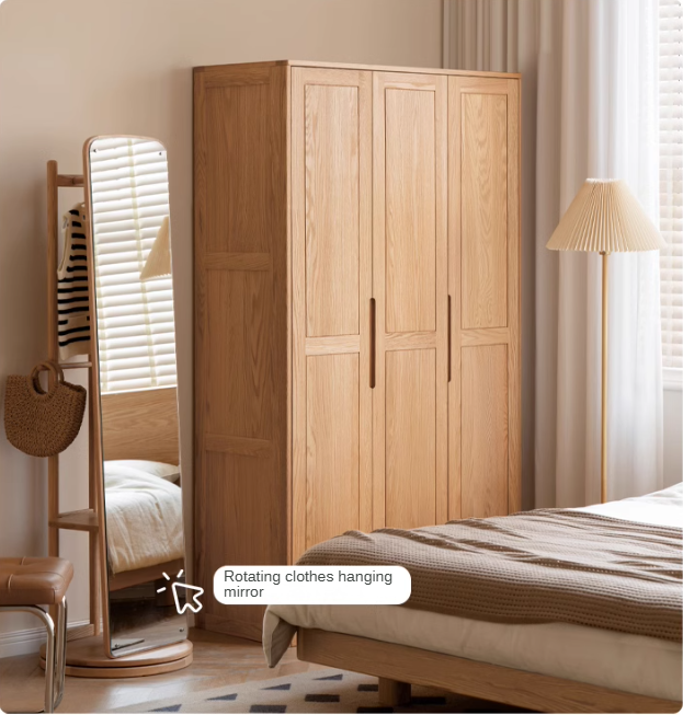 Oak Solid Wood narrow Wardrobe::