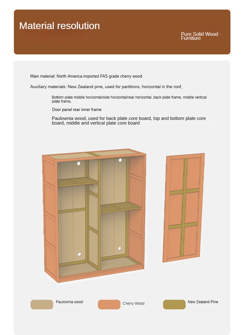 Cherry Wood Sliding Door Wardrobe: