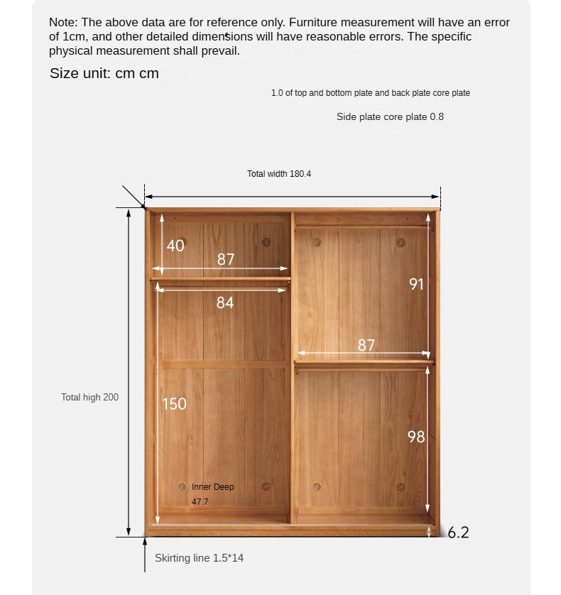 Cherry Wood Sliding Door Wardrobe: