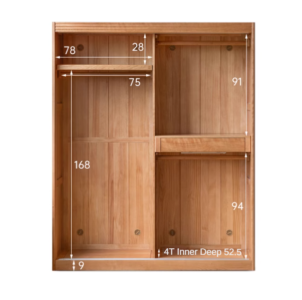 Cherry wood retro wardrobe sliding door: