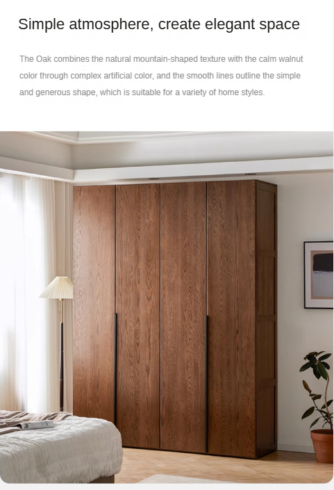 Oak solid wood wardrobe high walnut color: