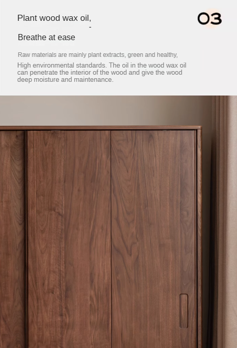 Black walnut solid wood sliding door wardrobe: