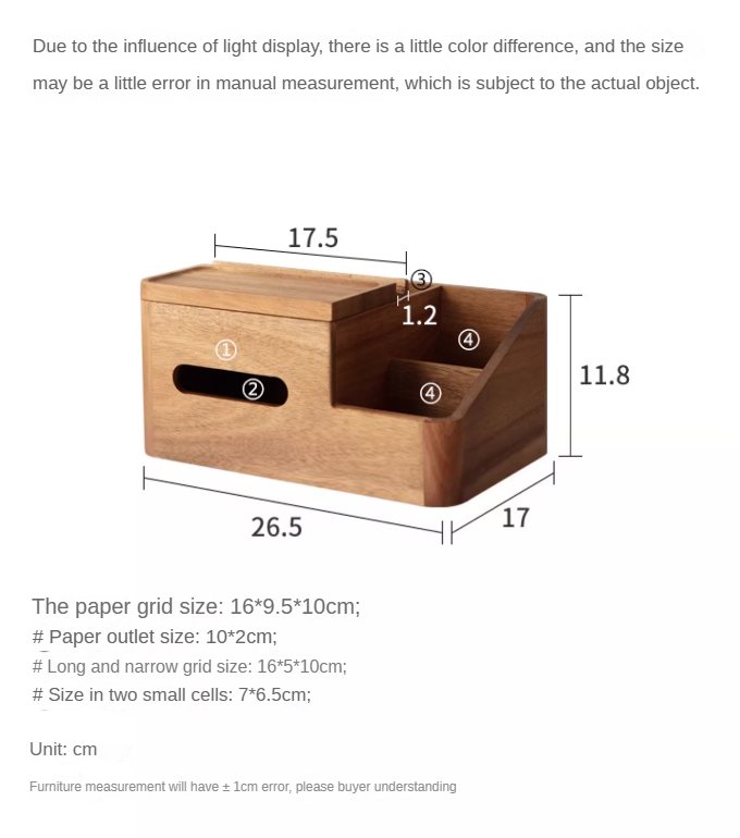 Black walnut, Acacia Solid wood multi-functional tissue box"